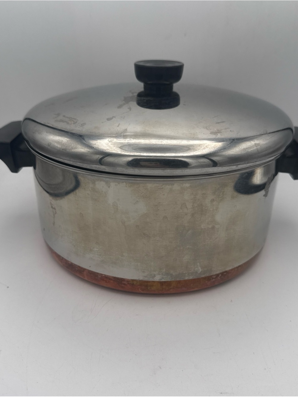 Vtg 1801 Revere Ware Copper Clad Bottom 4.5 Qt Stock Pot Dutch Oven w/ Lid